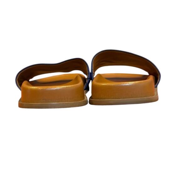 AQUATALIA Blue Pebbled Leather Slide Flat Slip On Sandals Women's Size 8 - Picture 3 of 9